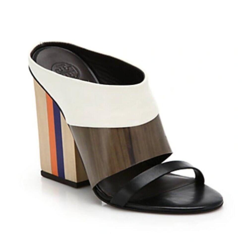 Tory Burch Multi-Color Leather Block Heel Mules I